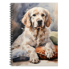 Clumber Spaniel Lounges auf Kissen Ink Portrait Notizblock