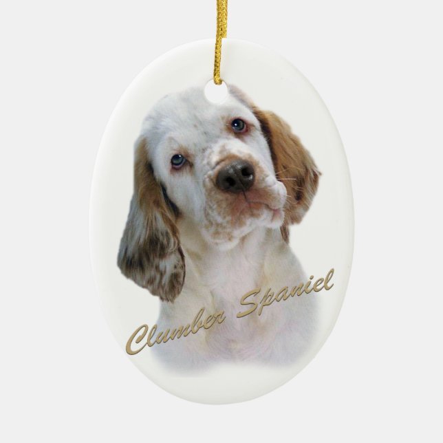 Clumber Spaniel-Porträt Keramikornament (Vorne)