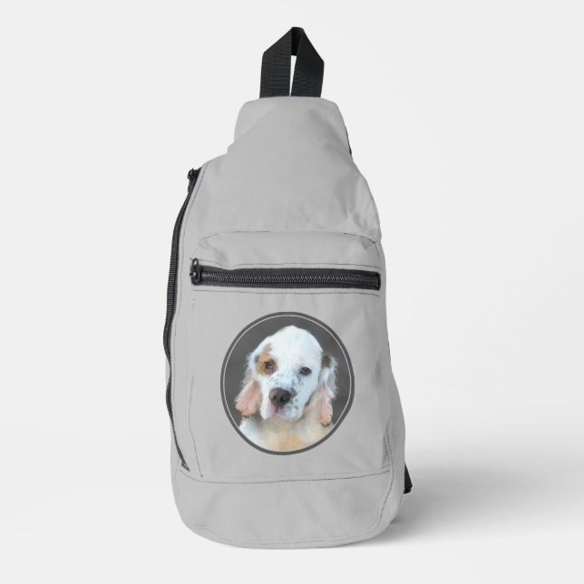 Clumber Spaniel Puppy Painting Original Dog Art Crossbody Bag (Vorderseite)