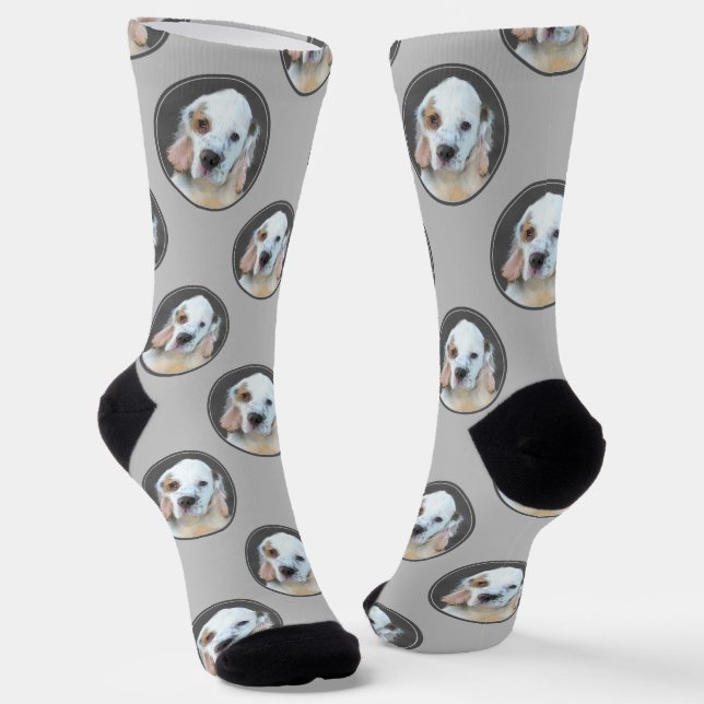 Clumber Spaniel Puppy Painting Original Dog Art Socken (Gewinkelt)