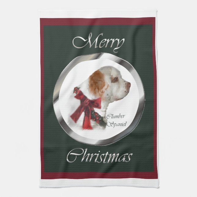 Clumber Spaniel Weihnachten Küchentuch (Vertikal)