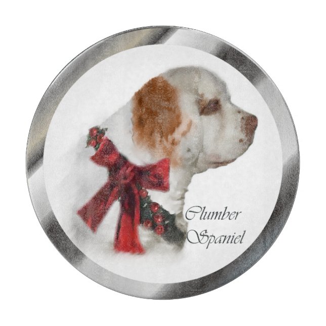 Clumber Spaniel Weihnachten Schneidebrett (Vorderseite)