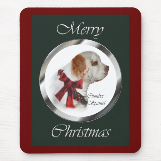 Clumber Spaniel Weihnachtsgeschenke Mousepad (Vorne)