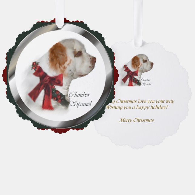 Clumber Spaniel Weihnachtsgeschenke Ornament Karte (Vorderseite/Rückseite)