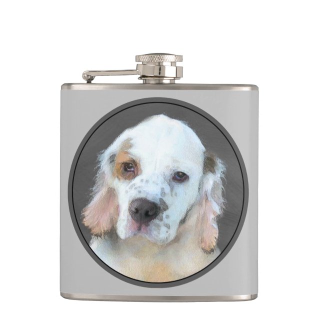 Clumber Spanischmalerei - Niedliche Original Dog A Flachmann (Vorderseite)