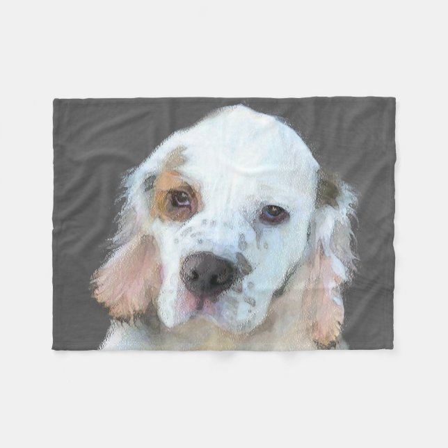 Clumber Spanischmalerei - Niedliche Original Dog A Fleecedecke (Vorderseite (Horizontal))