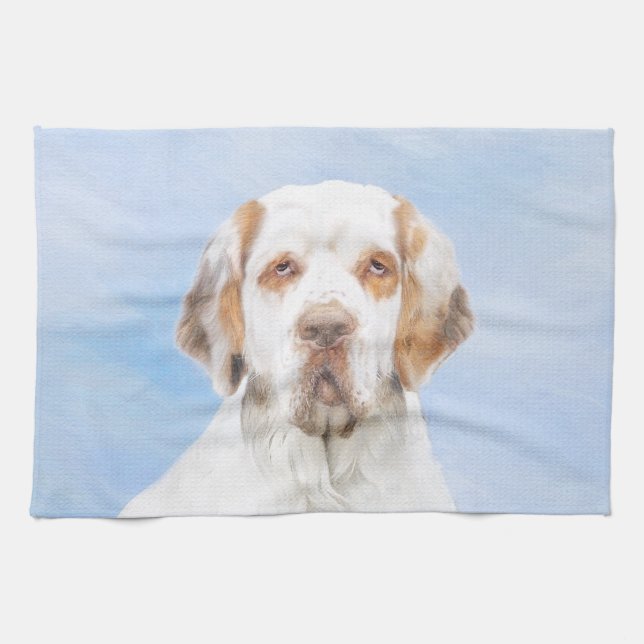 Clumber Spanischmalerei - Niedliche Original Dog A Geschirrtuch (Horizontal)