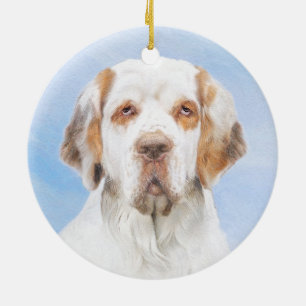 Clumber Spanischmalerei - Niedliche Original Dog A Keramik Ornament