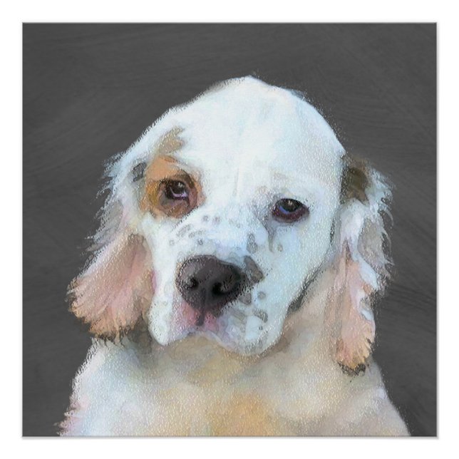 Clumber Spanischmalerei - Niedliche Original Dog A Poster (Vorderseite)
