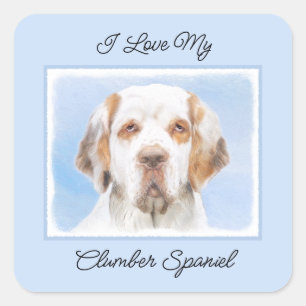 Clumber Spanischmalerei - Niedliche Original Dog A Quadratischer Aufkleber