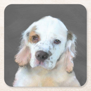 Clumber Spanischmalerei - Niedliche Original Dog A Rechteckiger Pappuntersetzer