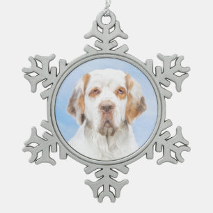 Clumber Spanischmalerei - Niedliche Original Dog A Schneeflocken Zinn-Ornament