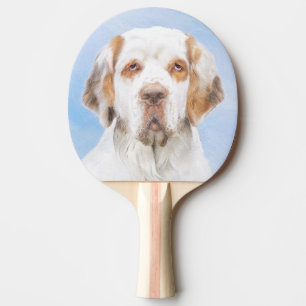 Clumber Spanischmalerei - Niedliche Original Dog A Tischtennis Schläger