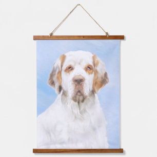 Clumber Spanischmalerei - Niedliche Original Dog A Wandteppich Mit Holzrahmen