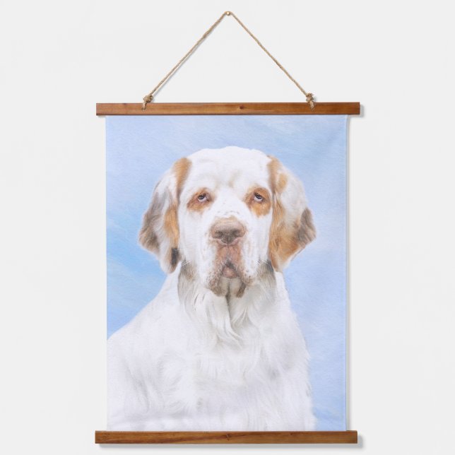 Clumber Spanischmalerei - Niedliche Original Dog A Wandteppich Mit Holzrahmen (Vorderseite)