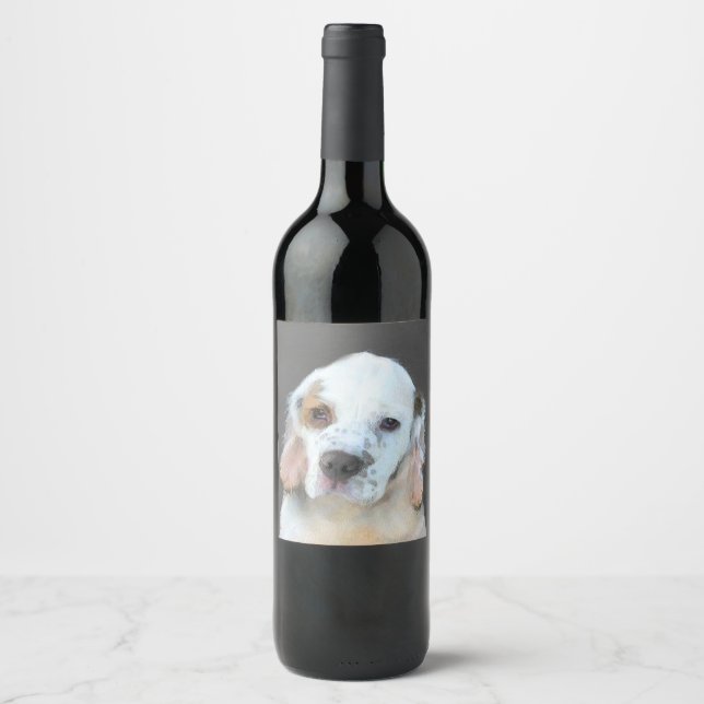 Clumber Spanischmalerei - Niedliche Original Dog A Weinetikett (Vorderseite)