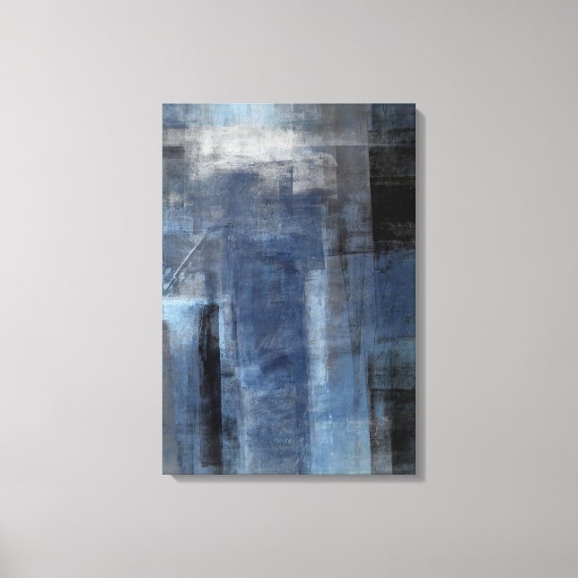 'Clumsy' Blue and Grau Abstrakt Art Canvas Print Leinwanddruck (Vorderseite)