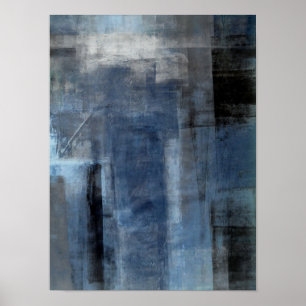 'Clumsy' Blue and Gray Abstrakt Art Poster