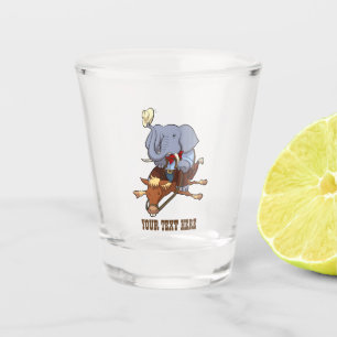 Clumsy Cowboy Elephant Funny Horse Rider Cartoon Schnapsglas