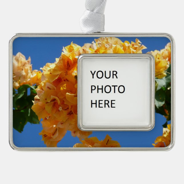 Cluster Golden Bougainvillea Floral Rahmen-Ornament Silber (Vorderseite)