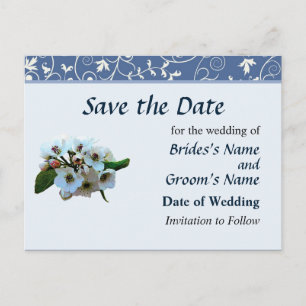 Cluster von Apple-Blüten Save the Date Ankündigungspostkarte