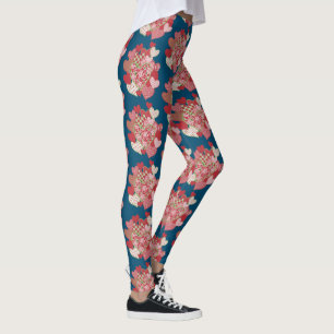 Cluster von Herz auf blauem Muster zum Anpassen Leggings