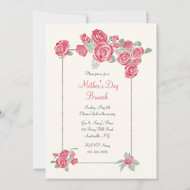 Cluster von Rote Rosen Einladung (Vorderseite)