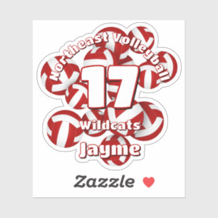 Cluster von roten weißen Volleybällen Teamname Aufkleber