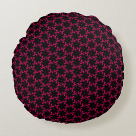 Cluster zur rosa und schwarzen Blume Rundes Kissen