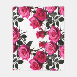 Clustered Red And Pink Roses On A Stark White Fleecedecke
