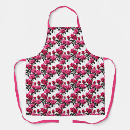 Clustered Red And Pink Roses On A Stark White Schürze