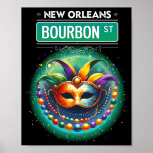 Cly New Orleans Bourbon Street Cool Fun Nola Mardi Poster