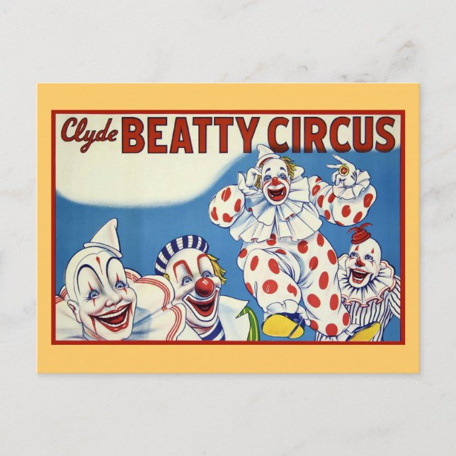 Clyde Beatty Vintag Circus Postkarte (Vorderseite)