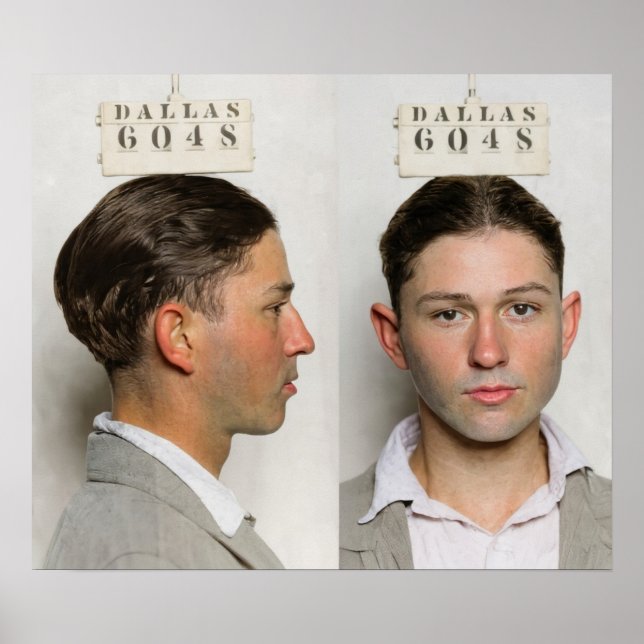 Clyde Champion Barrow Mug Shot Dallas Circa 1926  Poster (Vorne)