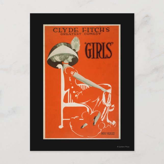 Clyde Fitchs Beste Comedy, "Girls" Theater 2 Postkarte (Vorderseite)