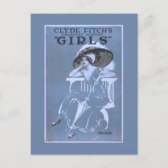 Clyde Fitchs Beste Comedy, "Girls" Theater Postkarte (Vorderseite)