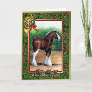 Clydesdale - Carte de Noël blanche pour Cheval