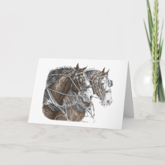 Clydesdale Draft Horse Team Karte (Vorderseite)