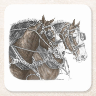 Clydesdale Draft Horse Team Rechteckiger Pappuntersetzer