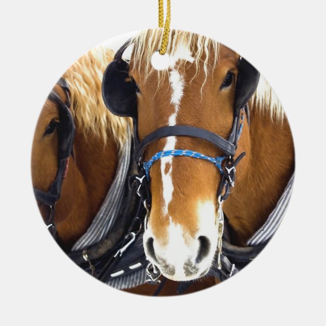 Clydesdale Entwurfs-Pferdeverzierung Keramik Ornament (Vorne)