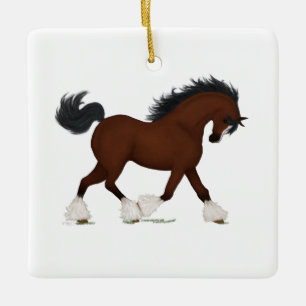 Clydesdale Horse Charm Name Plakat Memorial Keramikornament