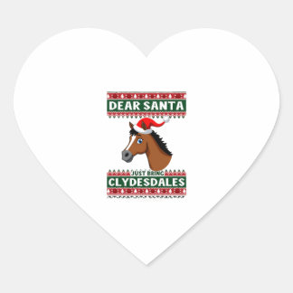 Clydesdale Horse Christmas Ugly Xmas Sweater Eques Herz-Aufkleber