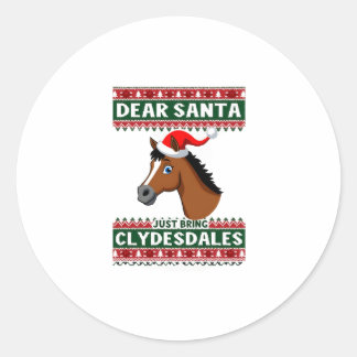 Clydesdale Horse Christmas Ugly Xmas Sweater Eques Runder Aufkleber