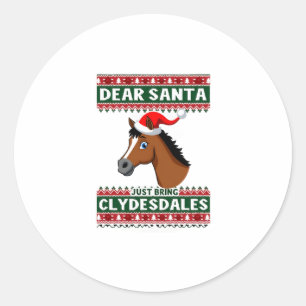 Clydesdale-Pferd-Weihnachten-Hässlicher-Weihnachts Runder Aufkleber