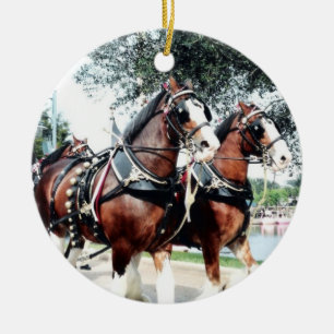 Clydesdale Pferde Keramik Ornament