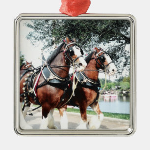 Clydesdale Pferde Silbernes Ornament