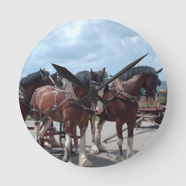 Clydesdale Pferdeuhr Runde Wanduhr (Vorderseite)