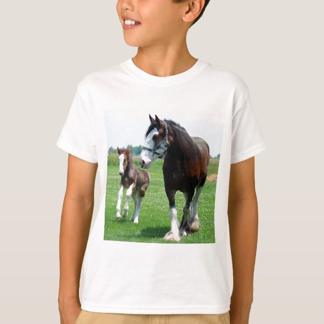 Clydesdale und Stutenfohlen T-Shirt (Vorderseite)