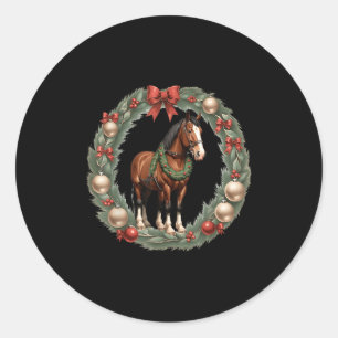 Clydesdale Weihnachtspferde & -amp; Ein Weihnachts Runder Aufkleber