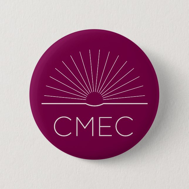 CMEC Button - tiefrot mit weißem Logo (Vorderseite)
